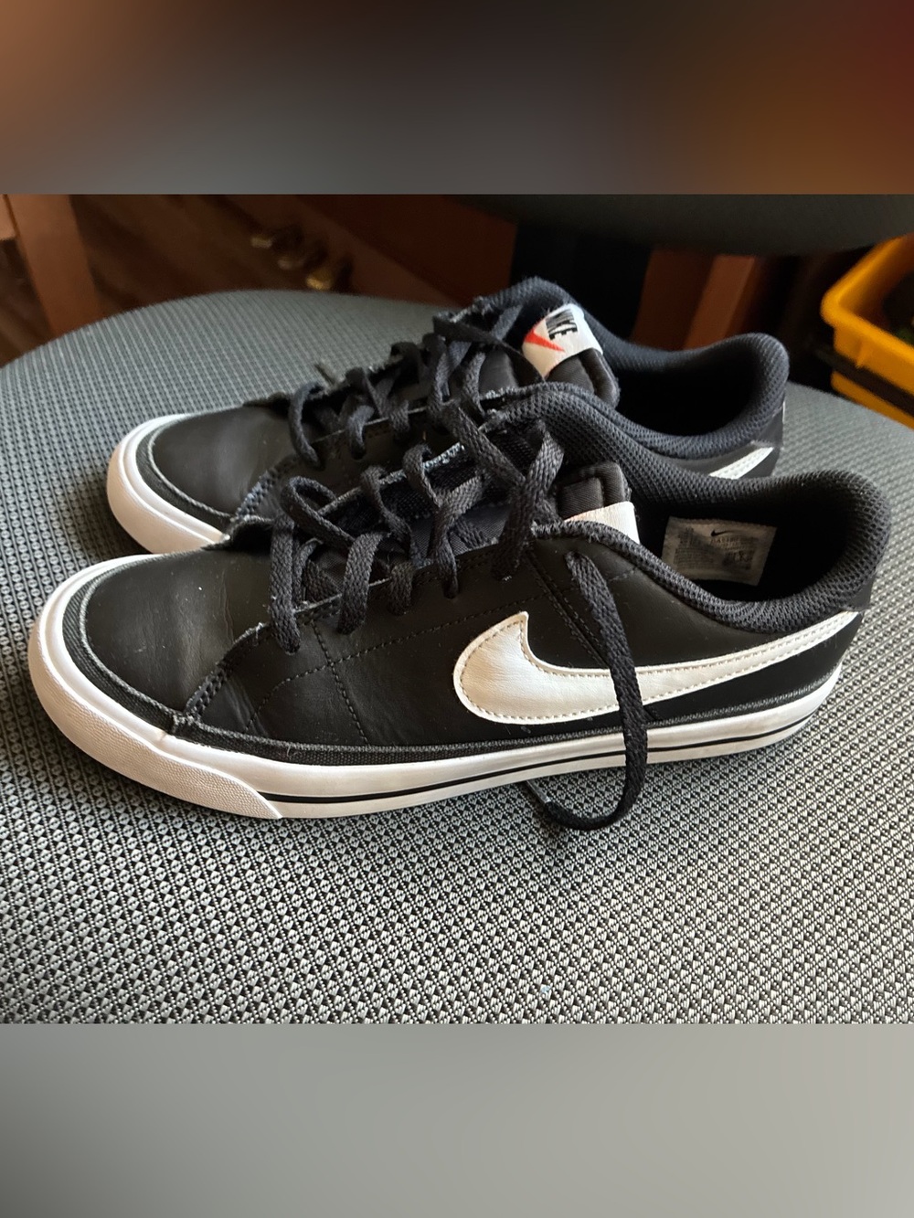 Nike Kids court Black Sneakers/Runners with White Swoosh